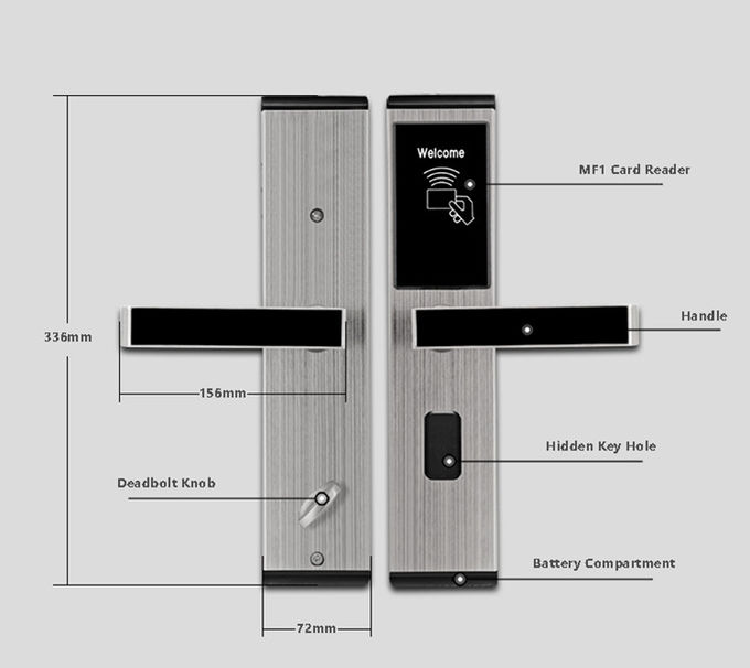 Stainless Steel Keyless Security Door Locks , Custom Keypad Front Door Lock 2