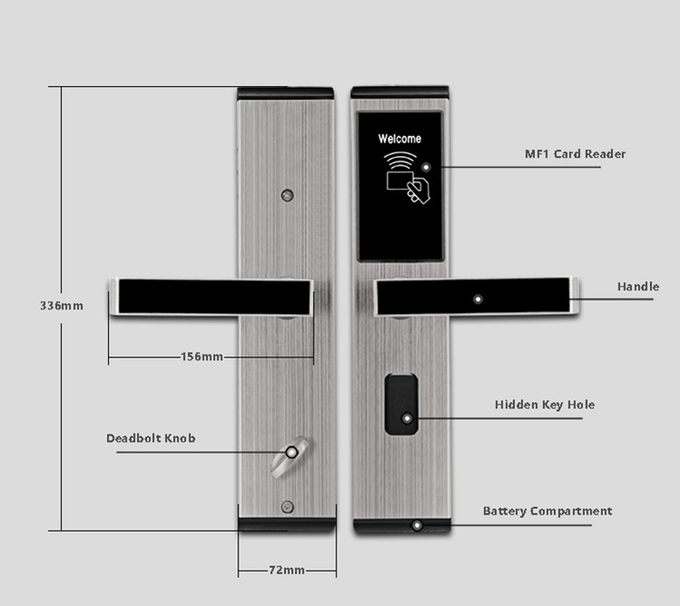 Stainless Steel Keyless Security Door Locks , Custom Keypad Front Door Lock 2