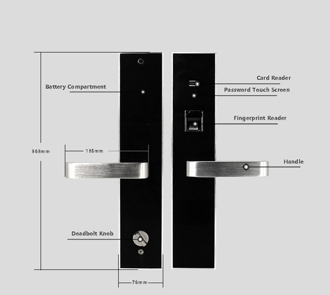 APP Dynamic Password Fingerprint Bedroom Door Lock Durable Code And Key Card 2