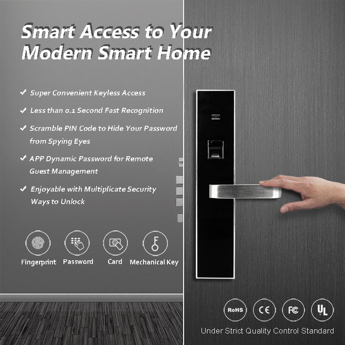 Aluminium Stainless Electronic Door Locks Biometric Scramble PIN Code 1