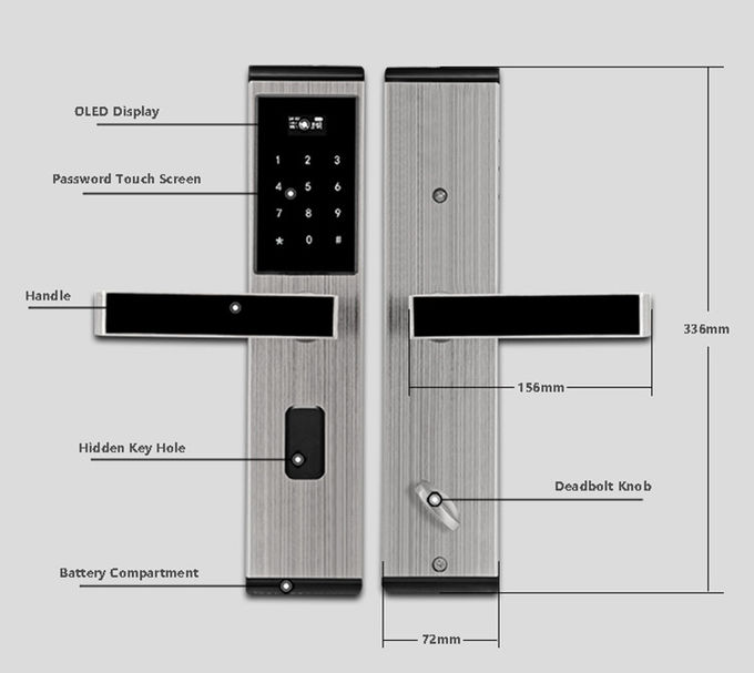 Intelligent Keypad Apartment Door Locks Stainless Steel Support Password Card 2