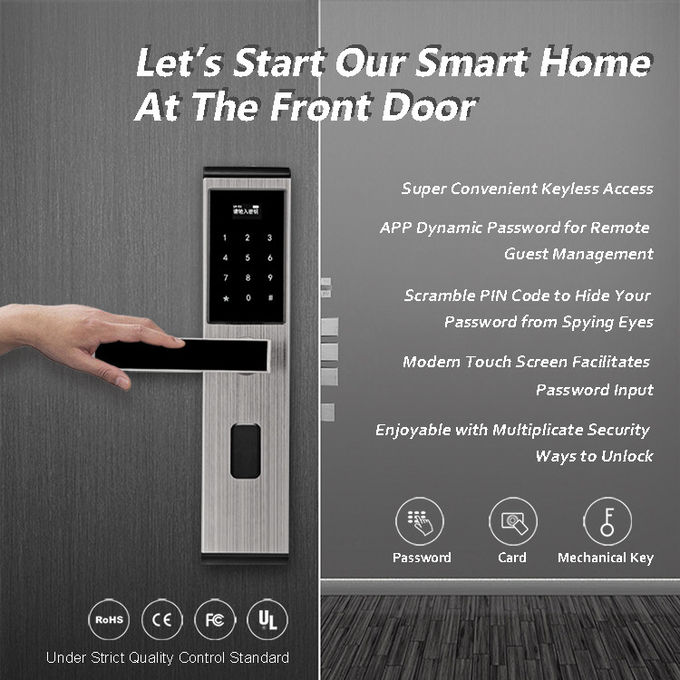 Intelligent Keypad Apartment Door Locks Stainless Steel Support Password Card 0