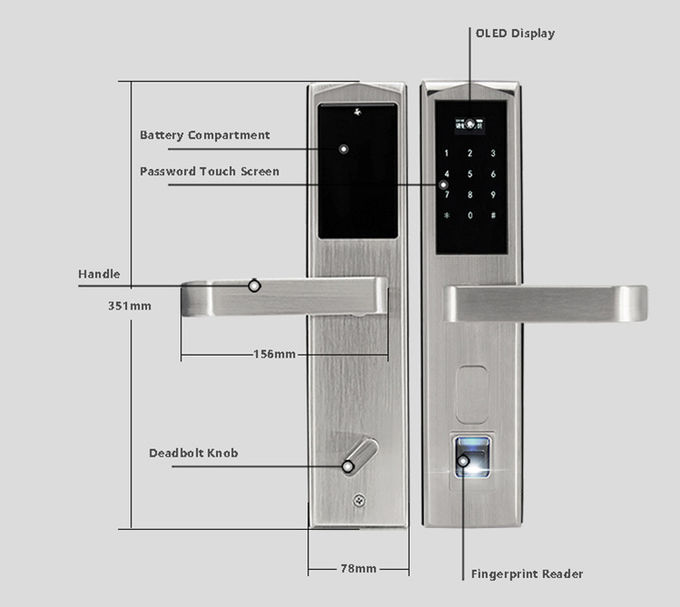 Stainless Steel Biometric Electronic Door Locks With APP Dynamic Password 2