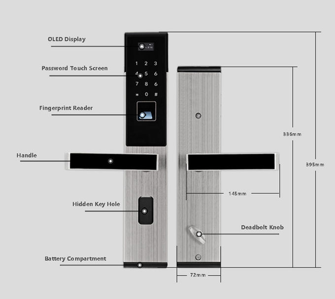 Combination Keypad Hotel Door Locks OLED Display With Password Card 2
