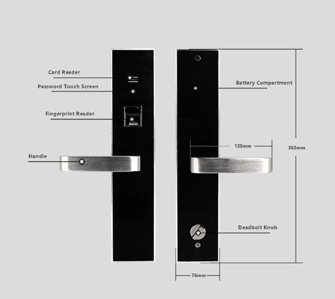 Mortise Fingerprint Sensor Door Lock , Biometric Door Lock Residential 0