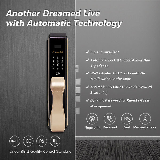 Biometric Recognition Automatic Door Lock Rose Golde Double Security Protection 0