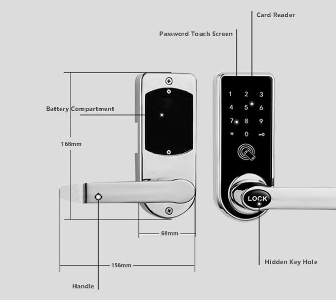 Zinc Alloy App Bluetooth Door Lock For Home  Residential 168mm * 68mm 2