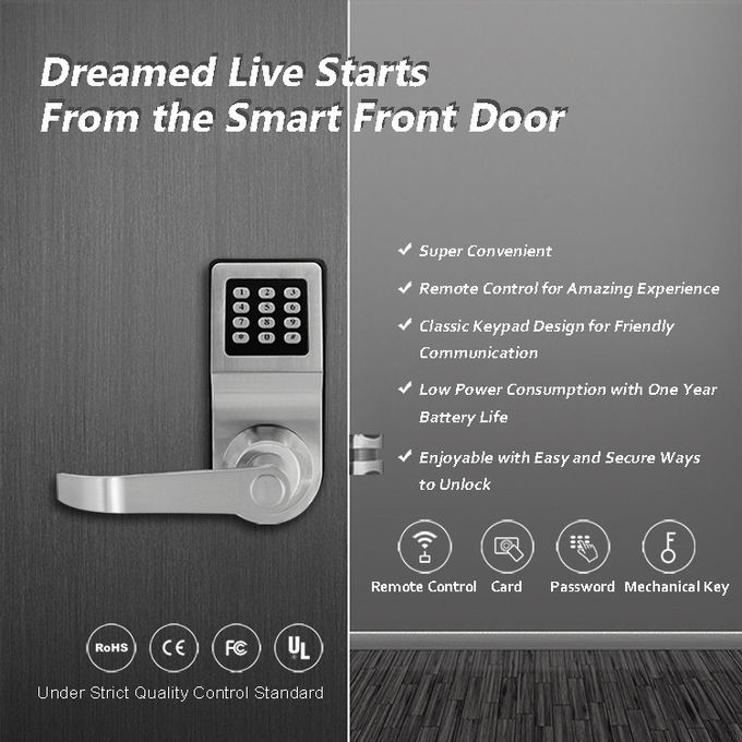High Security Push Button Door Lock, Silver / Golden Electronic Key Entry System 0