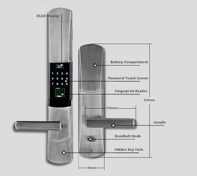 Sliding Electronic Entrance Door Locks , Electronic Bedroom Door Lock With Fngerprint Sensor 2
