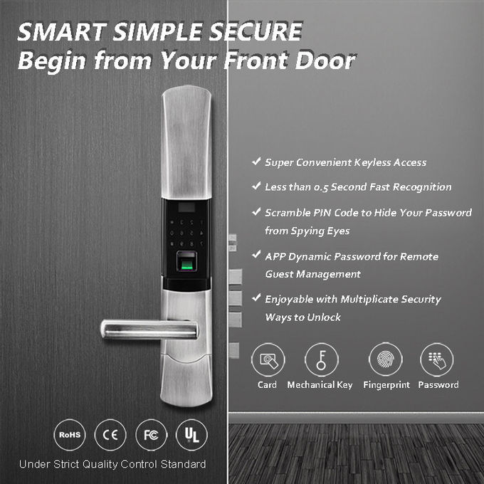 Deadbolt Smart Keyless Entry Door Lock , Digital Fingerprint Door Lock 0