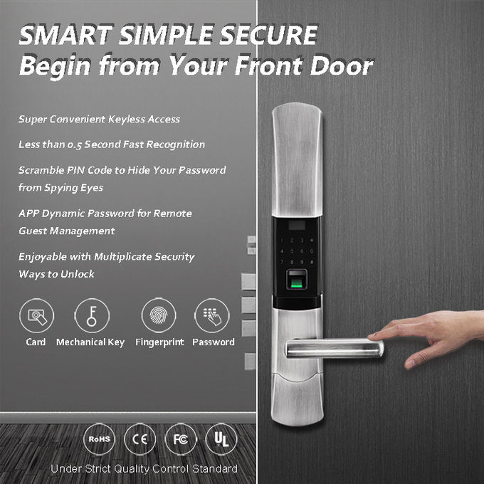 Sliding Cover Electronic Door Locks Fingerprint Password Smart Digital Deadbolt 0