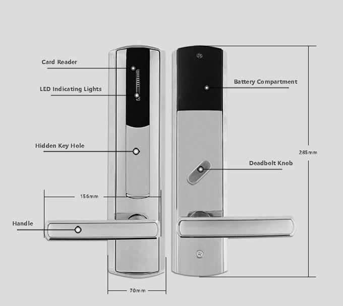 Golden Hotel Room Door Locks With LED Indicating Light 285mm * 70mm 3