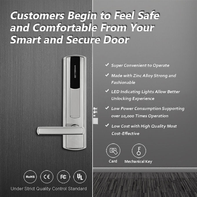 Electronic Key Card Room Door Locks For Smart Hotel Door Lock System 0