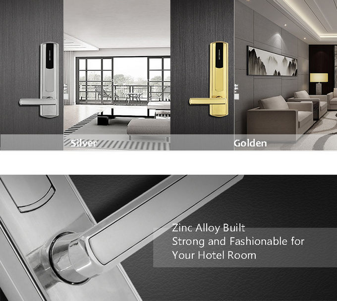 Golden Hotel Room Door Locks With LED Indicating Light 285mm * 70mm 1