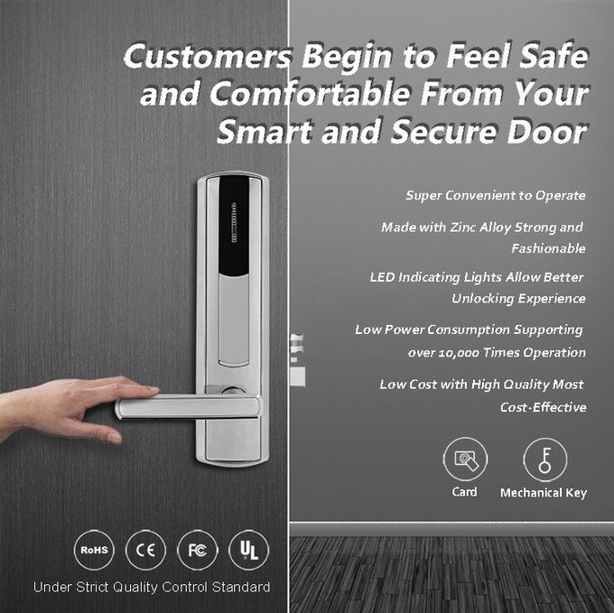 Golden Hotel Room Door Locks With LED Indicating Light 285mm * 70mm 0