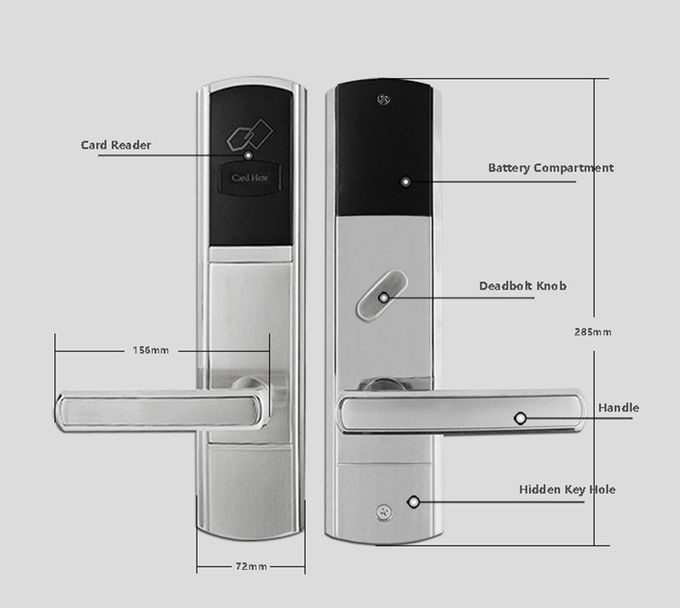 Golden Hotel Electronic Door Locks , RFID Card Key Card Door Lock For Hotels 3