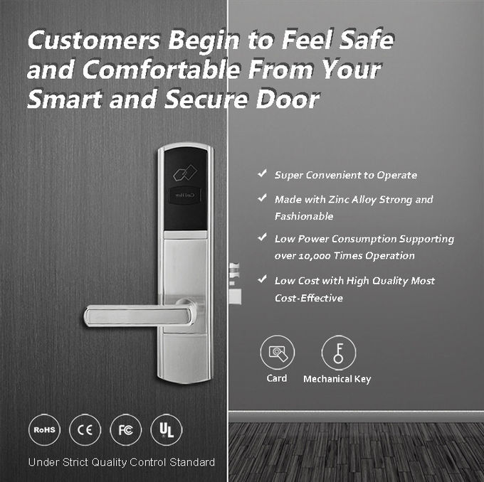 RFID Card Hotel Door Locks Big Data Capacity 200 IC Card Long Battery Life Span 0