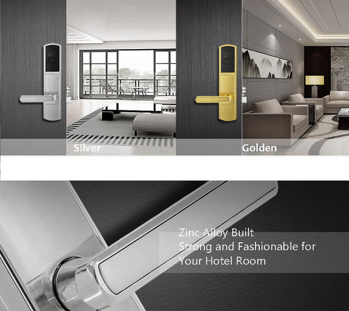 Golden Hotel Electronic Door Locks , RFID Card Key Card Door Lock For Hotels 1