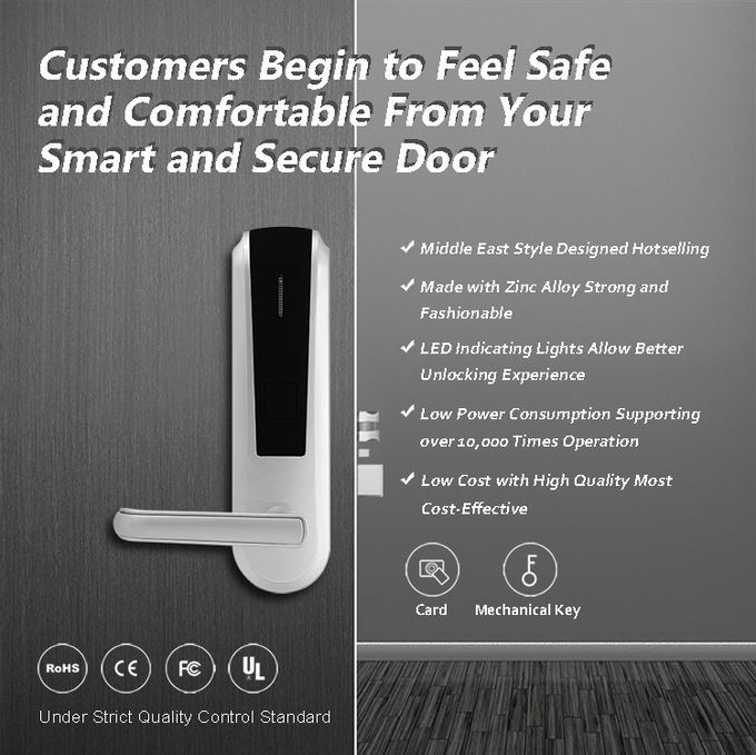 Hotel Biometric Fingerprint Door Lock , Card Access Door Lock Long Battery Life Span 1
