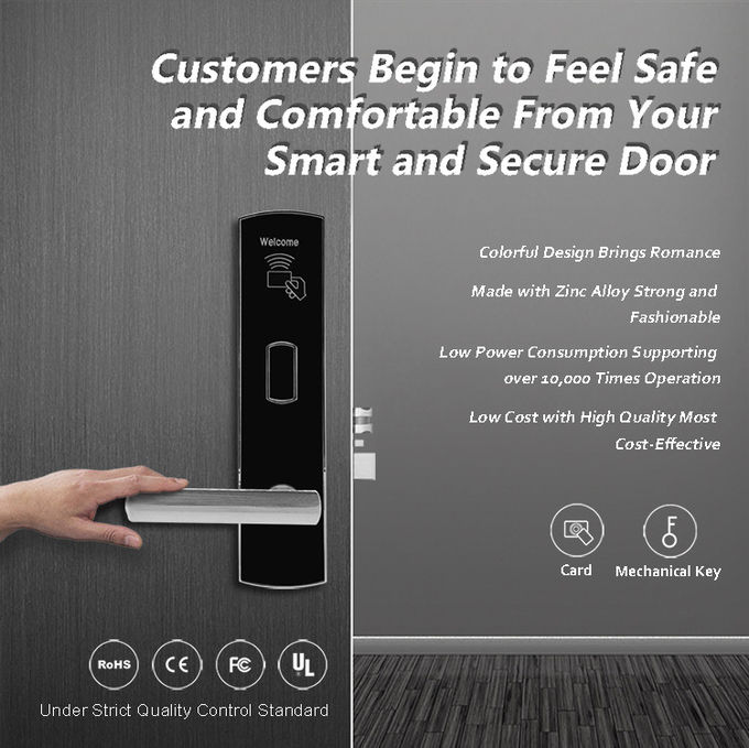 Durable IC Card Keyless Front Door Lock , Hotel Key Card Door Lock System 1