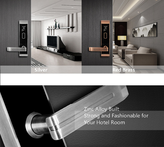 Modern Hotel Key Card Lock , IC Card Hotel Room Security Door Locks 0