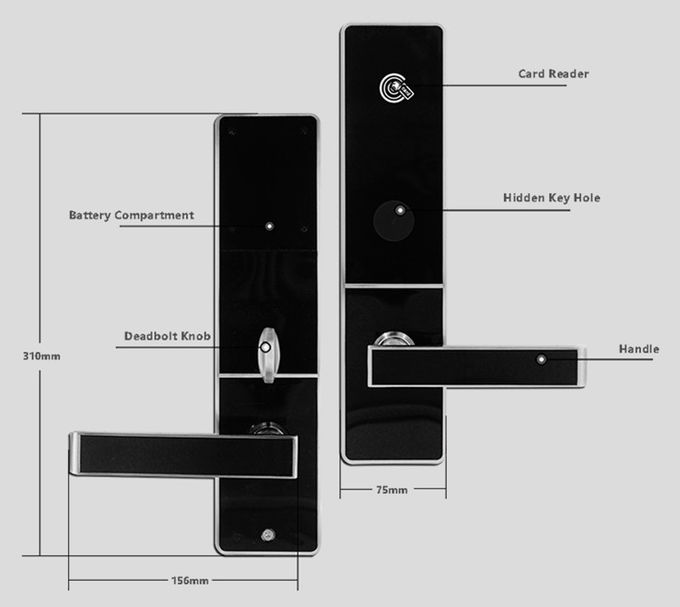 IC Card Apartment Door Locks Zinc Alloy Low Power Consumption 310 * 72mm 1