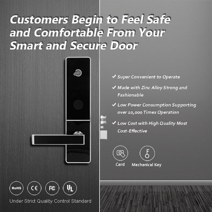Electronic Keyless Door Locks , Hotel Style Door Lock Low Power Consumption 1