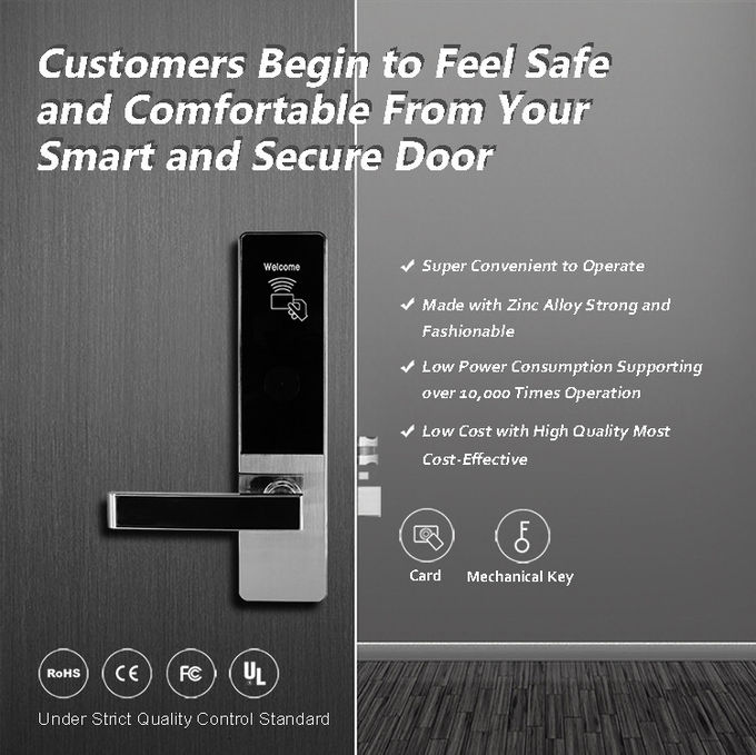 Hotel System Room Door Locks Silver Support 10000 Times Locking & Unlocking Operation 1