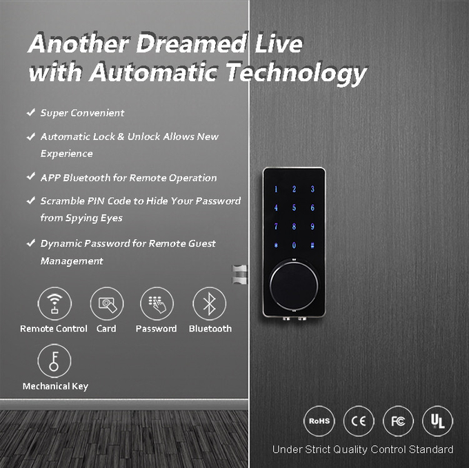 Residential Bluetooth Door Lock Keyless Access Zinc Alloy 137 * 60 * 12mm 1