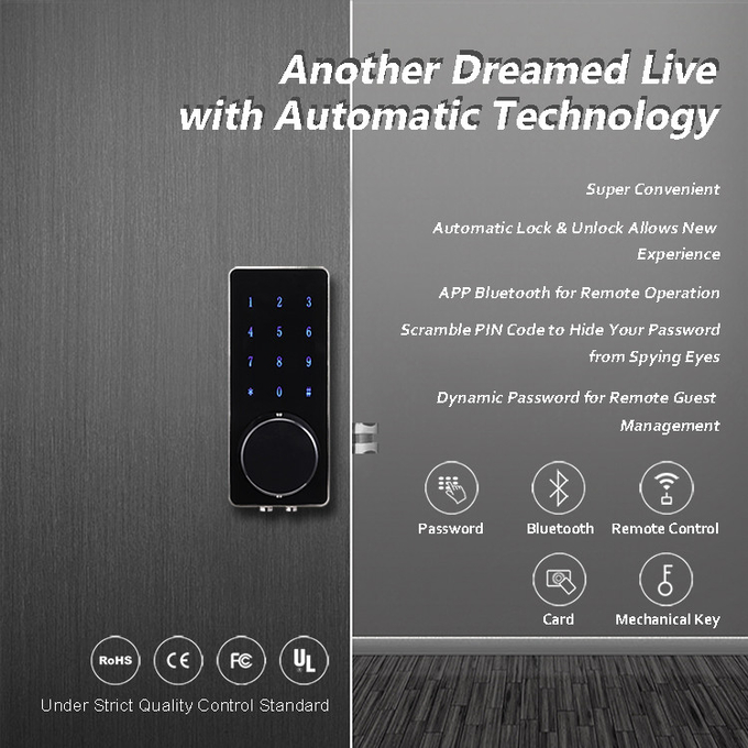 APP Control Remote Front Door Lock  , Smart Bluetooth Self Locking Door Lock 0