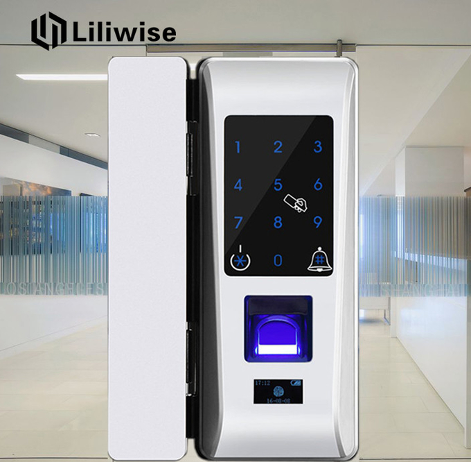 Glass Door Fingerprint Front Door Lock Touch Screen Password Code RFID Card Keyless 0