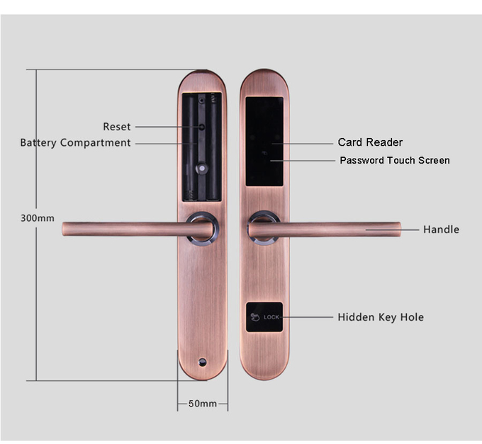 Silver Color Aluminum Sliding Door Lock Unlock By Card And Password 3