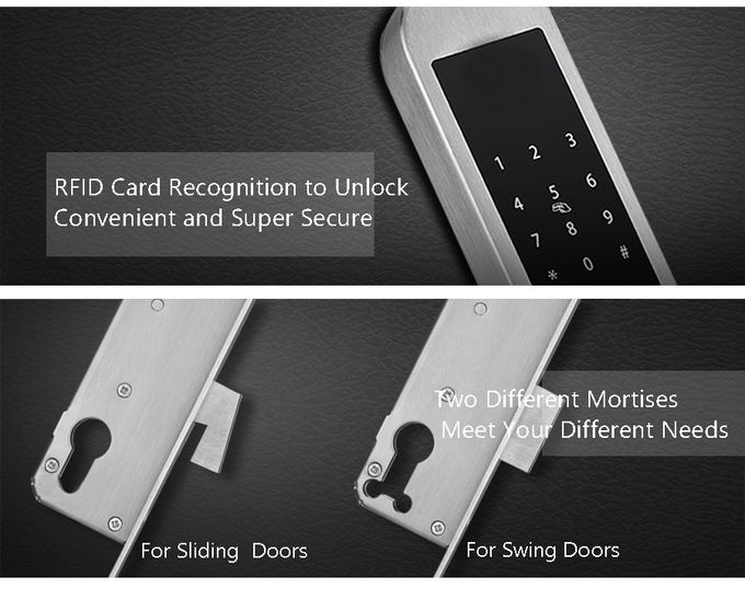 Silver Color Aluminum Sliding Door Lock Unlock By Card And Password 2