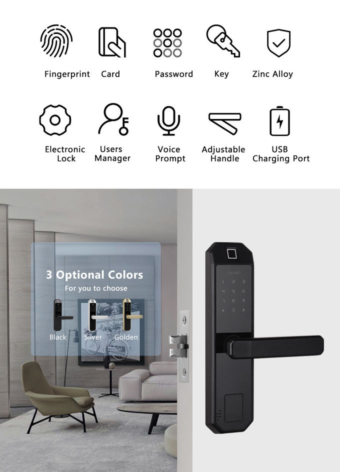 Electric Hotel Fingerprint Door Lock With Touch Password Screen 1