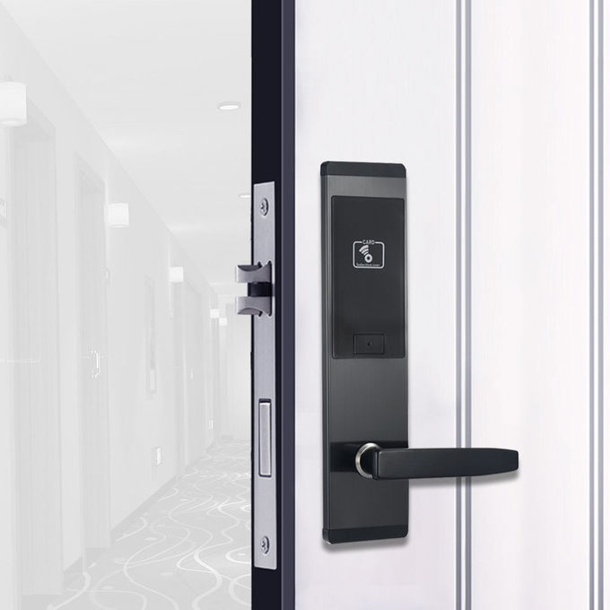 Zinc Alloy Black Hotel Key Card Door Locks With ANSI Mortise MF1 Card Type 1