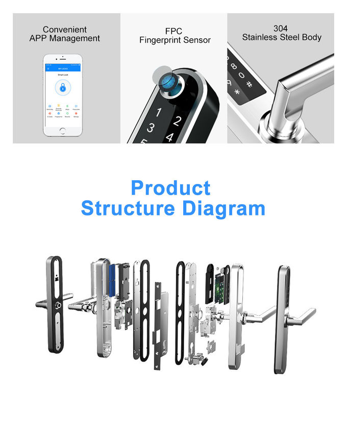 Smart Security Bluetooth Door Lock Stainless Steel Fingerprint Digital Electronic Lock 2