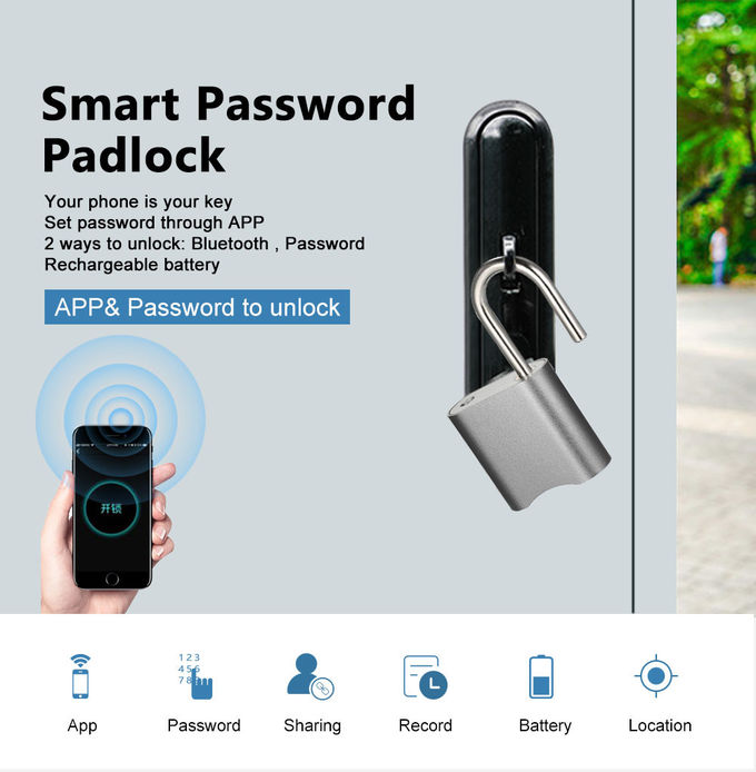 Smart Security Code Door Lock / Digital Password Button Bluetooth Control Multifunction Padlock 0